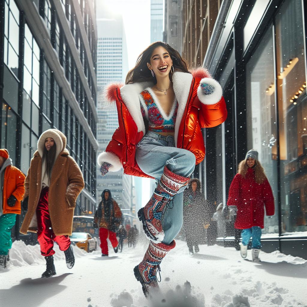 Vibrant Snowy Street Scene